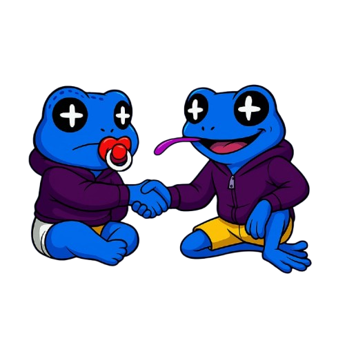 Bribbit and Ribbit shaking hands illustration