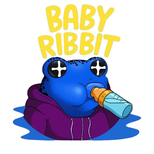 Baby Ribbit drinking from a bottle logo